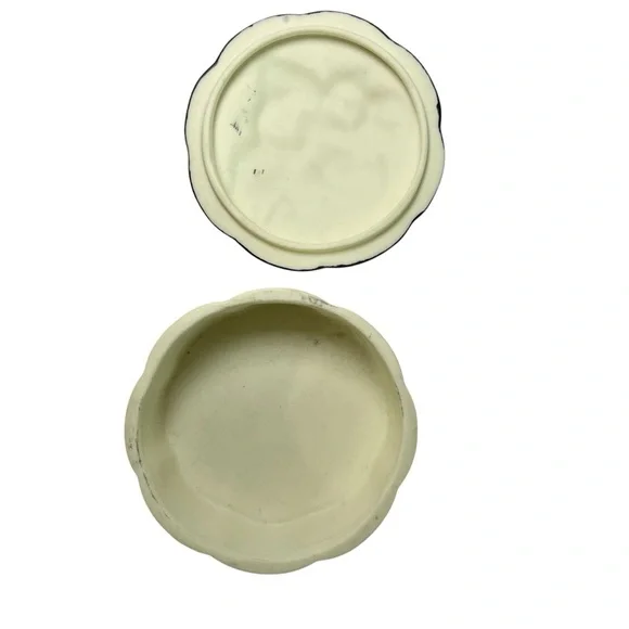 Vintage 1991 Brenda Koppel Ceramic Frame & Trinket Box Set Purple Flowers Decor - Picture 3 of 8